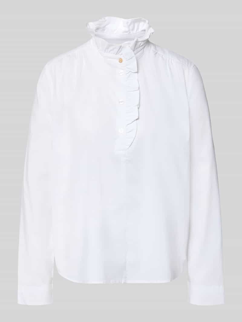 Blouse met ruches en korte knoopsluiting
