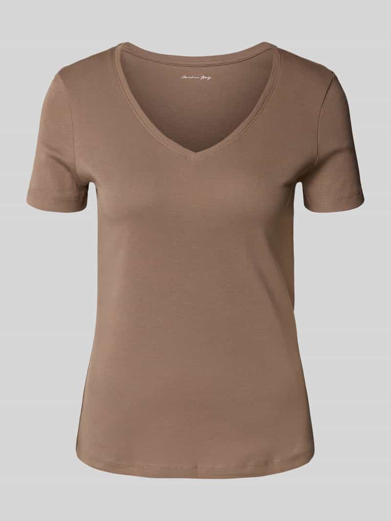 Christian Berg Woman T-shirt met geribde V-hals
