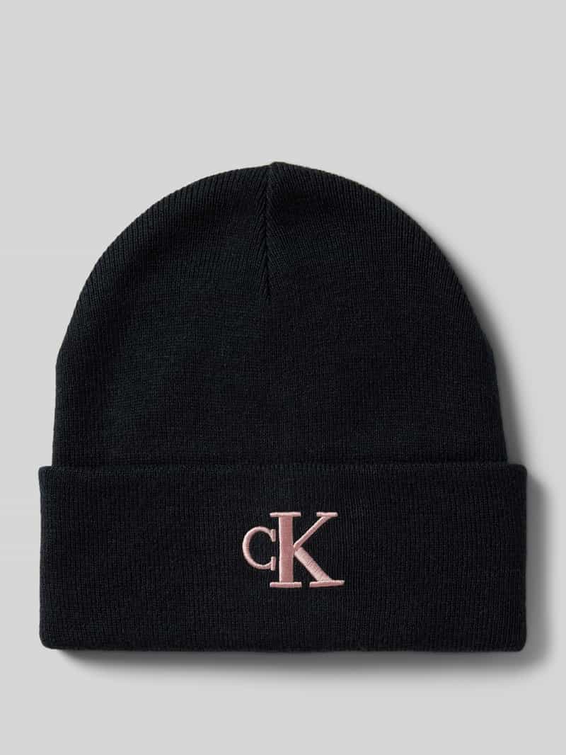 Calvin Klein Jeans Beanie met brede omslag en logostitching