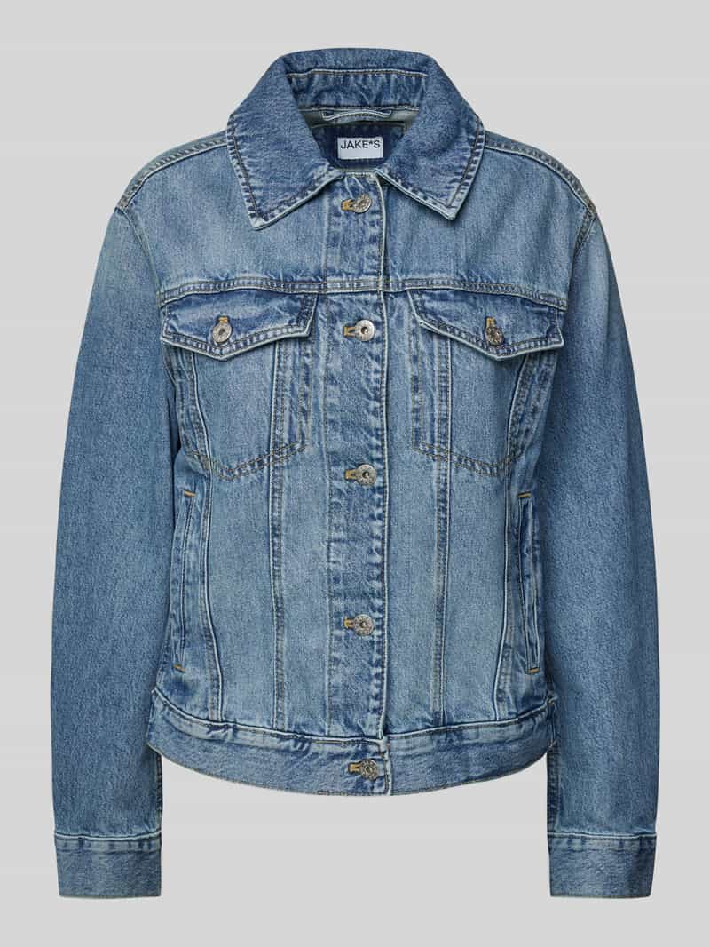 Jake*s Casual Jeansjack met paspelzakken op de borst