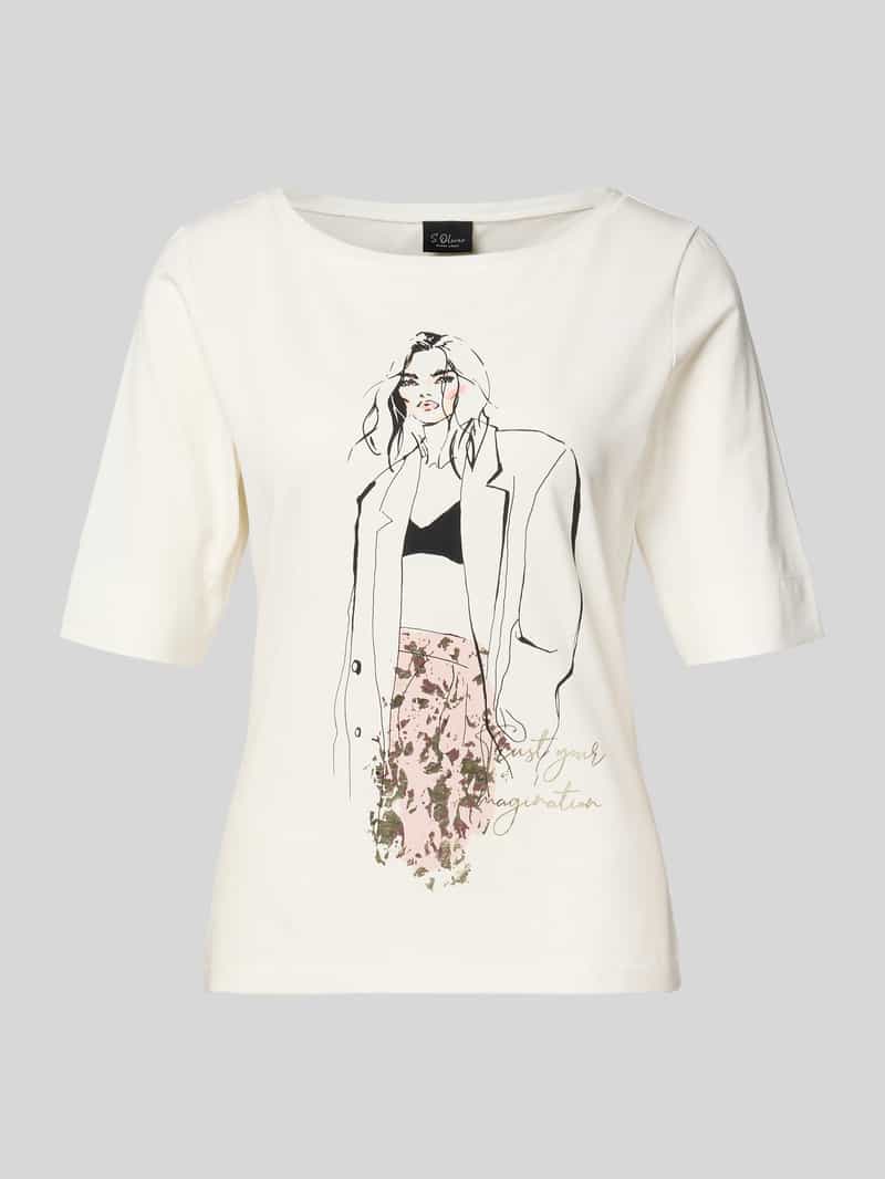 s.Oliver BLACK LABEL Regular fit T-shirt van katoenmix