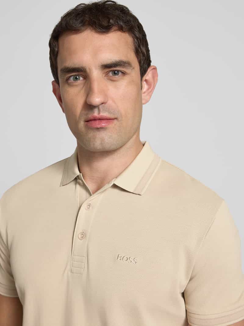 BOSS Green Regular fit poloshirt met labelstitching model 'PADDY'