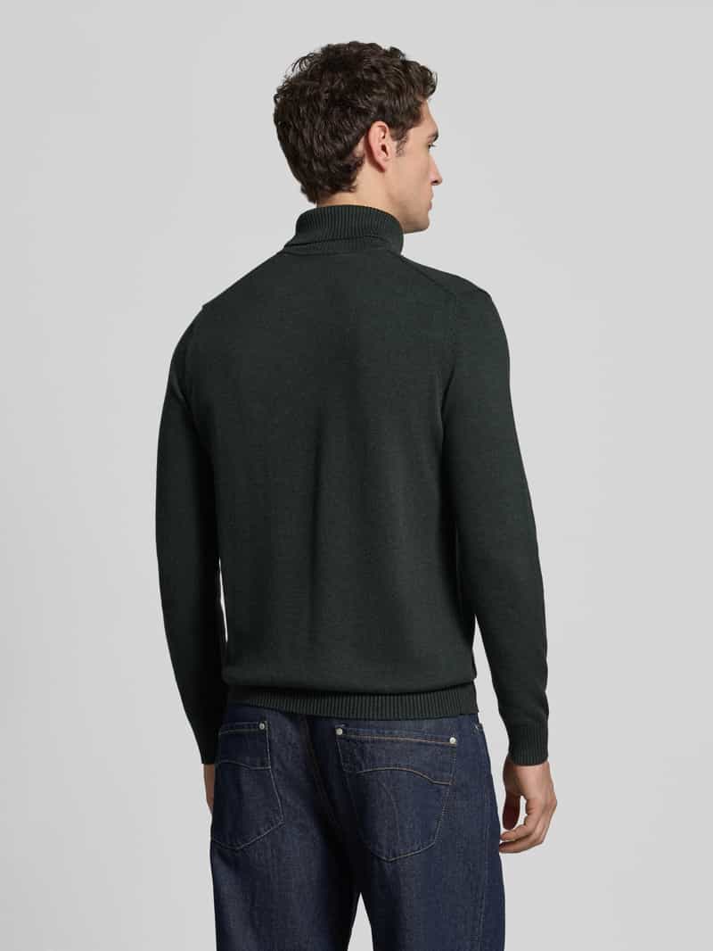 Christian Berg Men Regular fit gebreide pullover van mix van katoen en wol met col