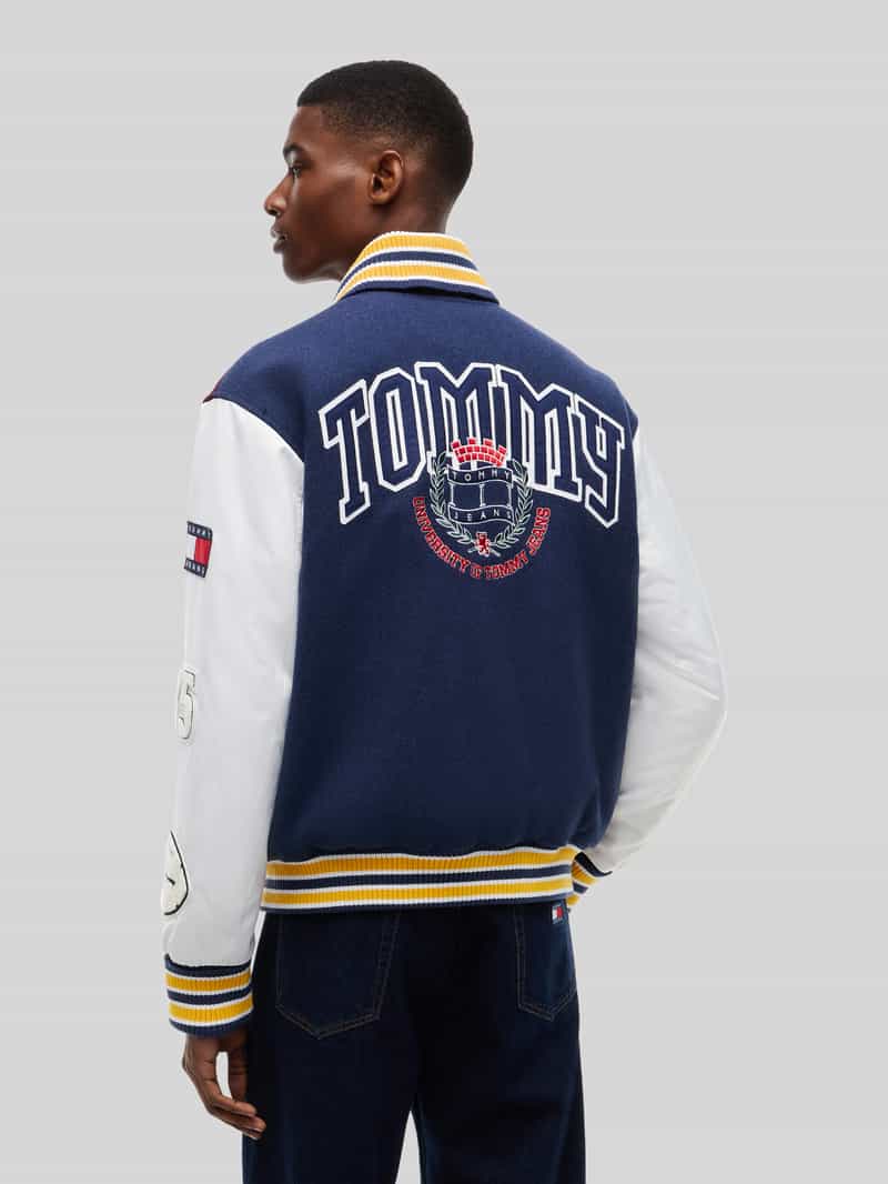 Tommy Jeans Regular fit bomberjack van wolmix model 'LETTERMAN'