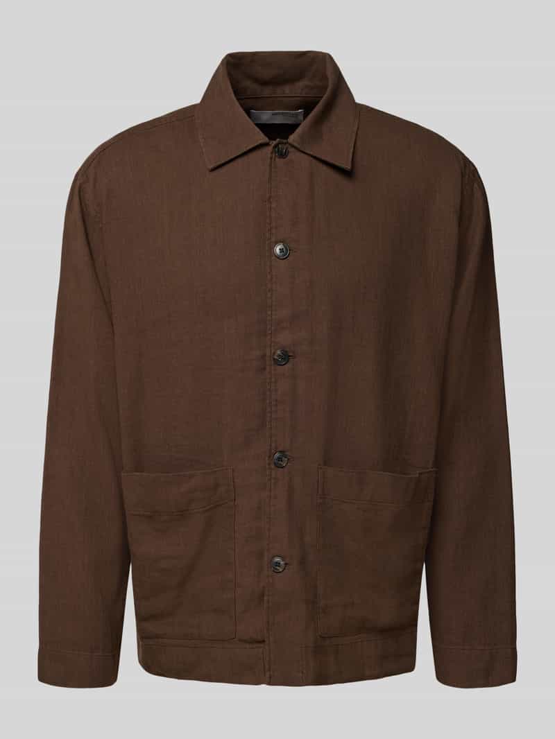 Selected Homme Relaxed fit overshirt van een mix van katoen en linnen model 'RELAXTONY'