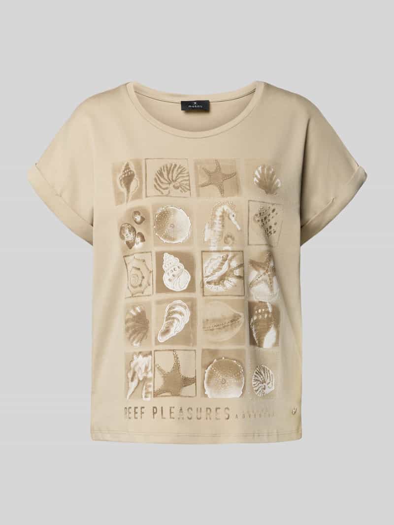 monari Regular fit T-shirt van puur katoen met motiefprint
