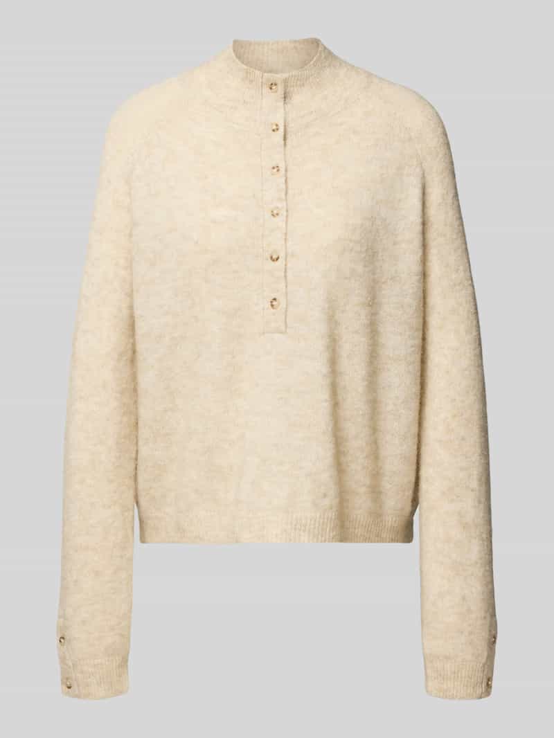 MSCH Copenhagen Gebreide pullover met opstaande kraag en knoopsluiting