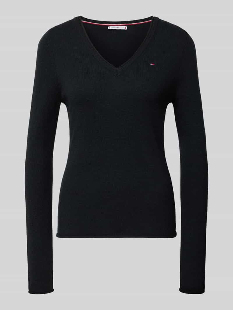 Tommy Hilfiger Slim fit gebreide pullover van zuivere wol
