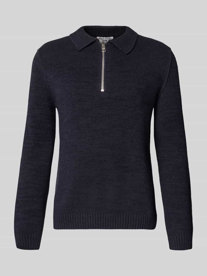 Marc O'Polo DENIM Relaxed fit gebreide pullover in polostijl van katoenmix