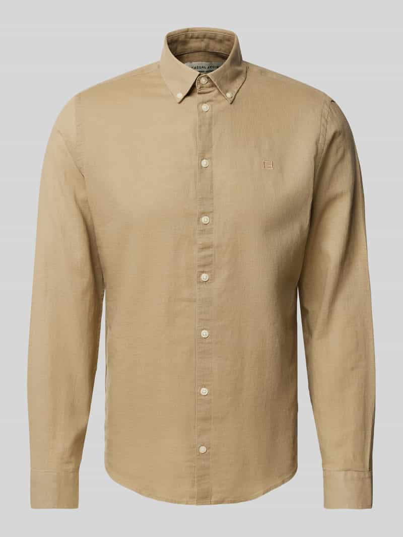casual friday Regular fit linnen overhemd met button-downkraag model 'Anton'