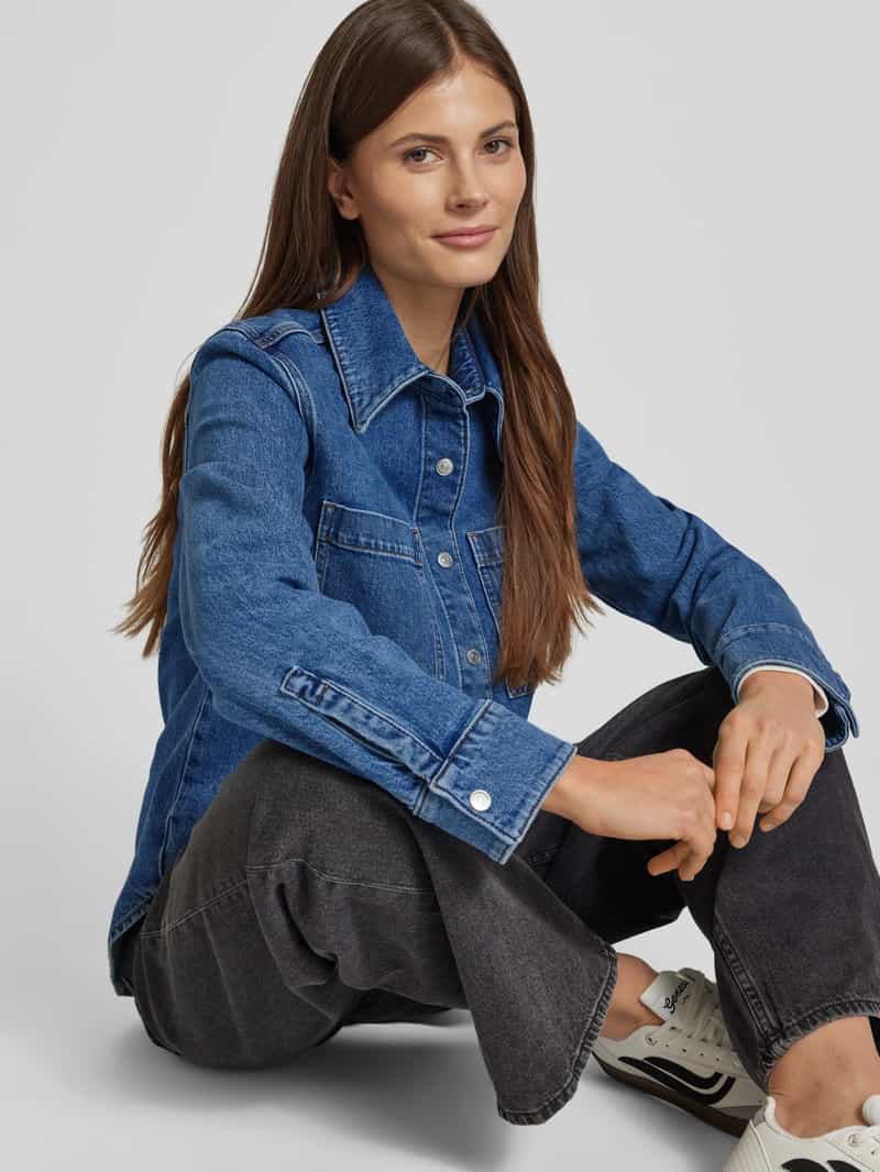 Marc O'Polo Oversized jeansblouse van katoenmix met opgestikte zakken