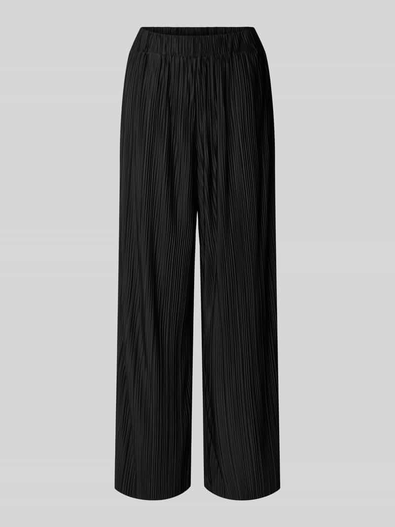 Regular fit wijde broek in plissélook, model 'FELLIE'