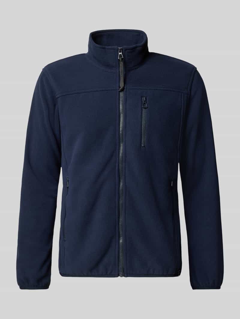 Lerros Fleecejack met opstaande kraag en labeldetail
