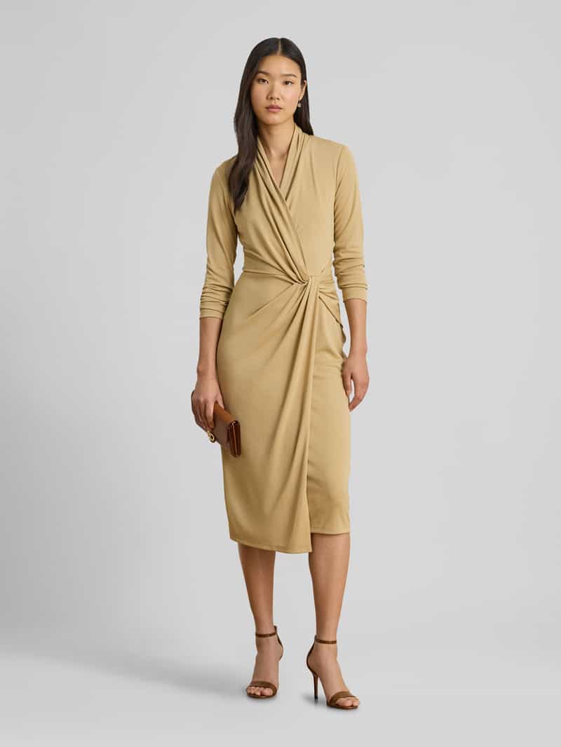 Lauren Ralph Lauren Kuitlang jurk in wikkeloptiek zand, foto 3