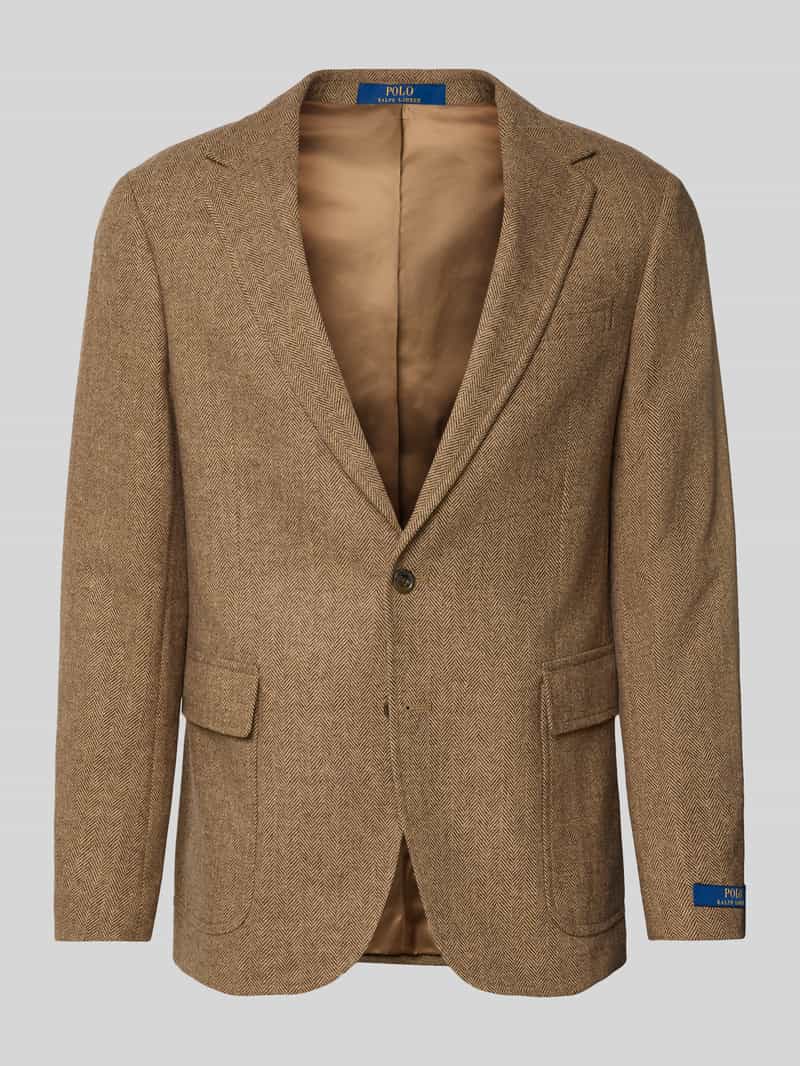 Polo Ralph Lauren Wollen colbert met klepzakken model 'HERRINGBONE'