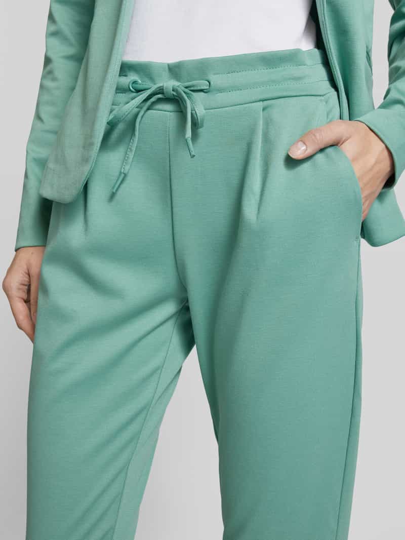 Ichi Slim fit bandplooibroek met elastische band model 'KATE'