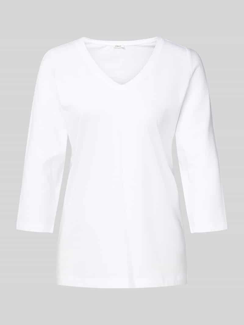 s.Oliver RED LABEL Regular fit shirt met 3 4-mouwen van katoen-jerseymix met V-hals