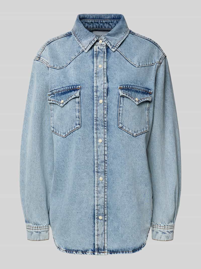 Marc O'Polo DENIM Relaxed fit jeansblouse van een mix van katoen en brandnetelvezels