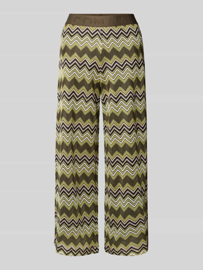 comma Stoffen broek met elastische band met logo