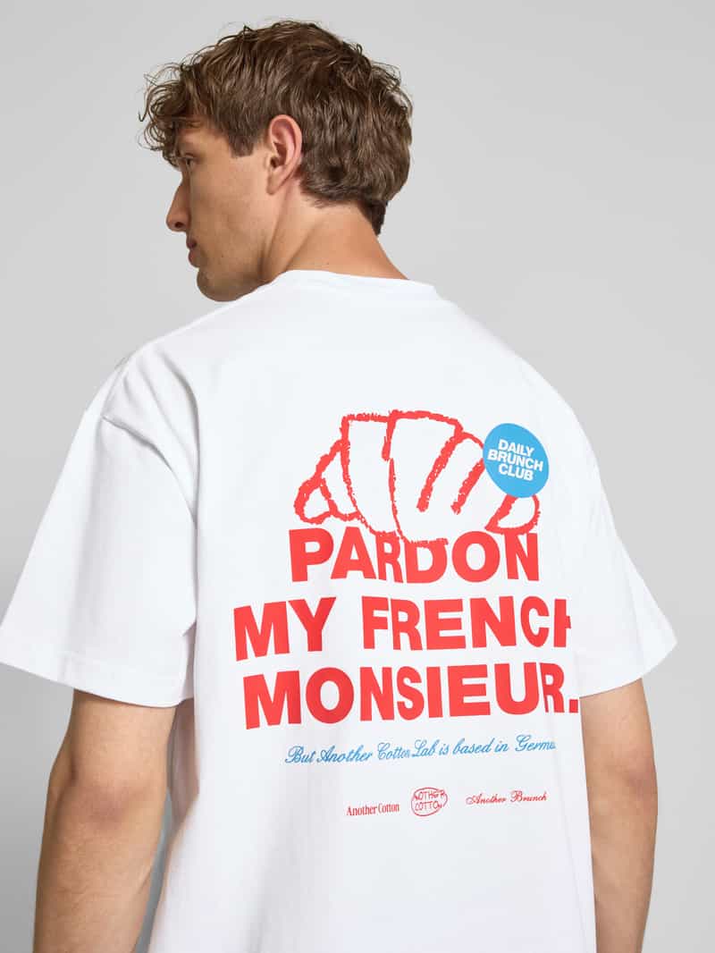 ANOTHER COTTON LAB Oversized T-shirt met statement- en labelprint