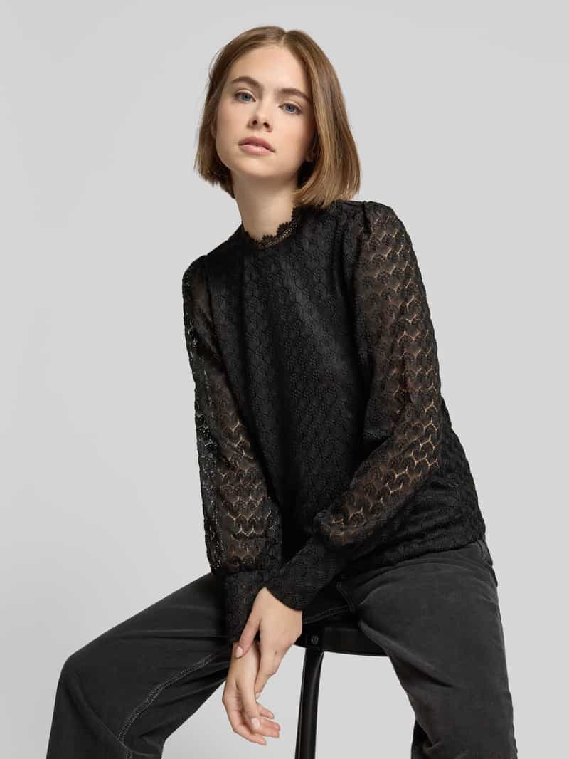Only Blouse met lange mouwen en kanten kraag model 'NICE'