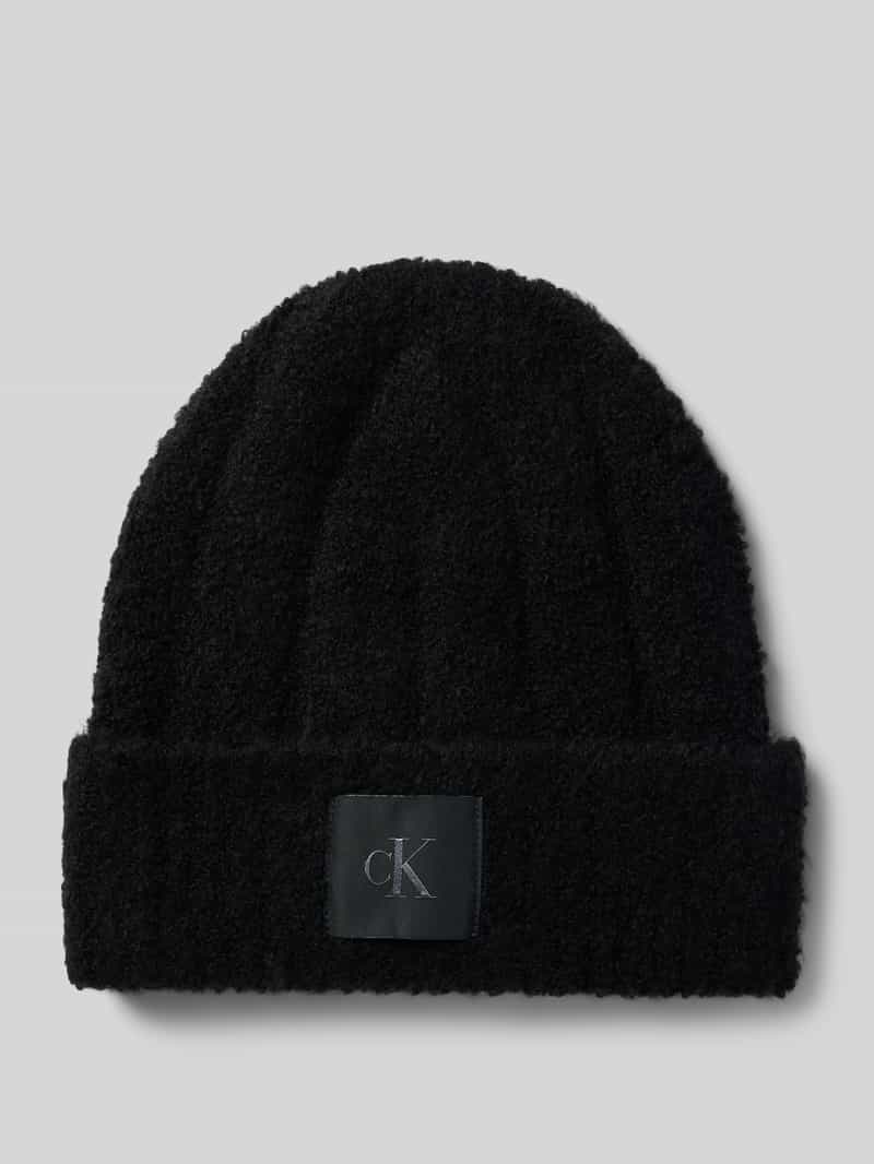 CK Calvin Klein Beanie in bouclélook met labelpatch