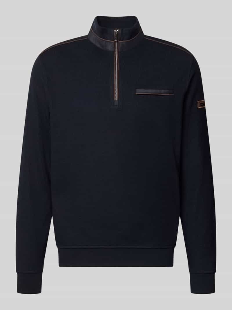 Bugatti Sweatshirt met opstaande kraag en ritssluiting