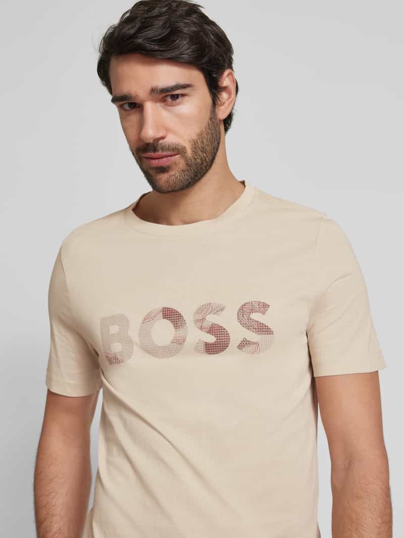 BOSS Green T-shirt met logoprint en ronde hals