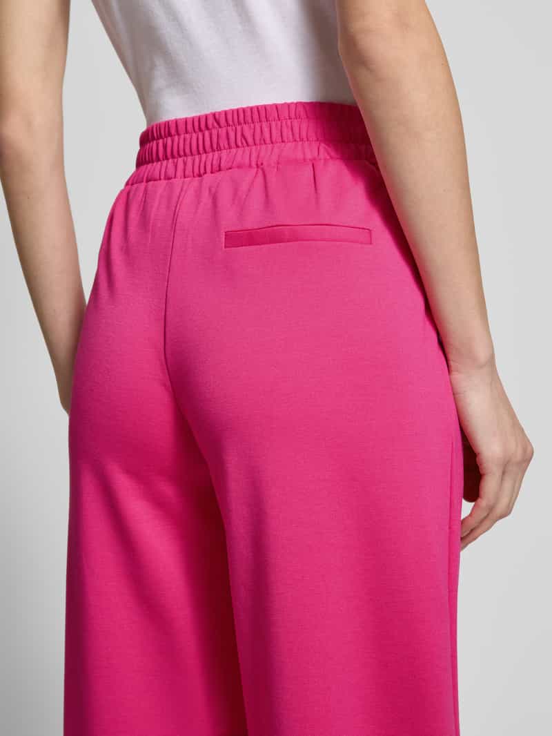 Ichi Wide leg stoffen broek met bandplooien model 'KATE'