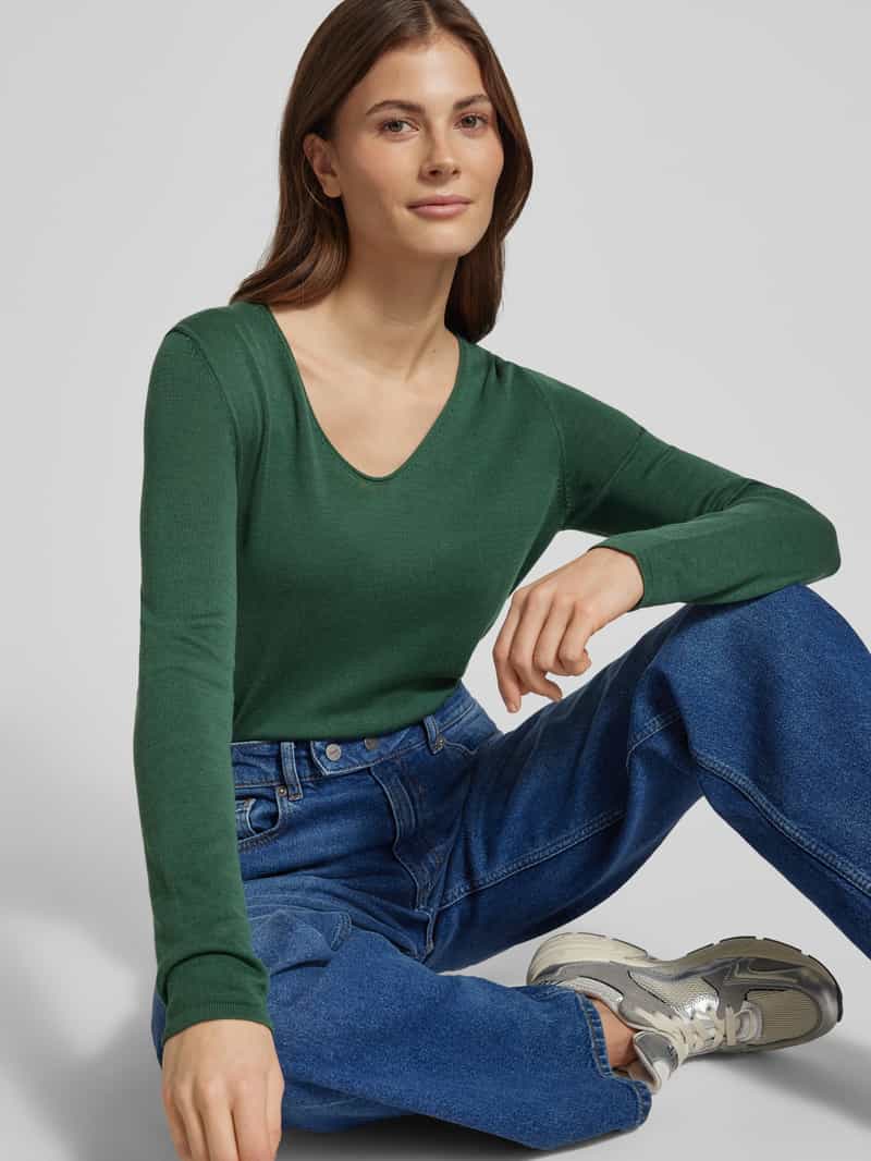 Tom Tailor Regular fit gebreide pullover van katoenmix met V-hals