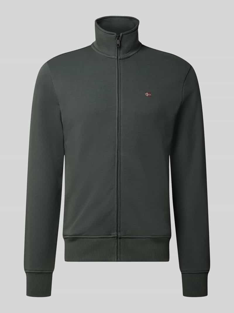 Napapijri Sweatjack met opstaande kraag en labelstitching