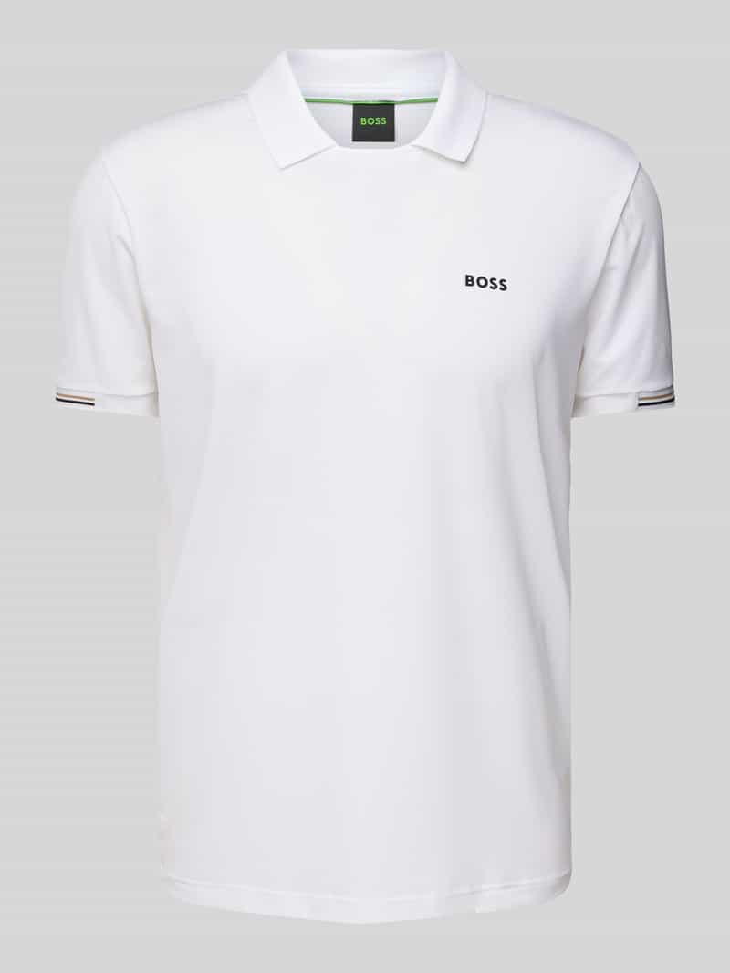BOSS Green Slim fit poloshirt met labelopschrift model 'Palle Mesh'