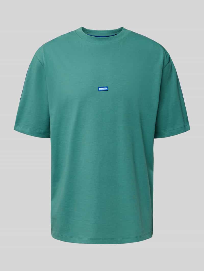 Hugo Blue T-shirt met labelpatch, model 'Neloy'