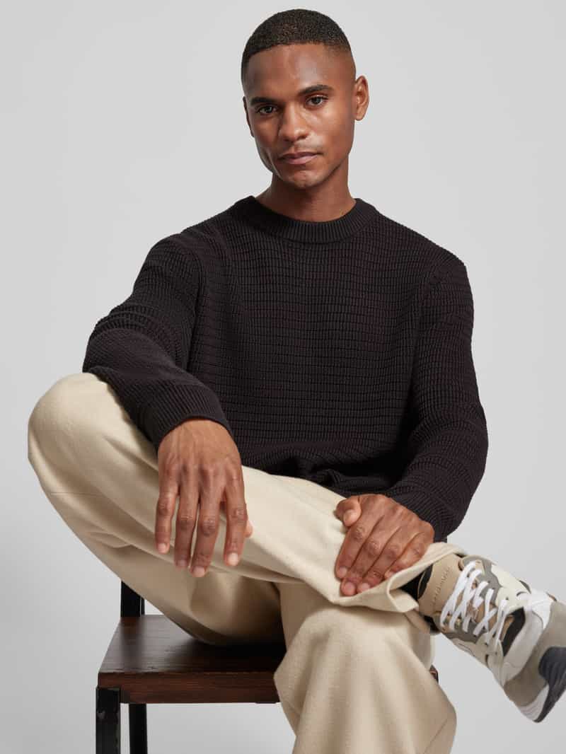 Selected Homme Gebreide pullover met ribboorden