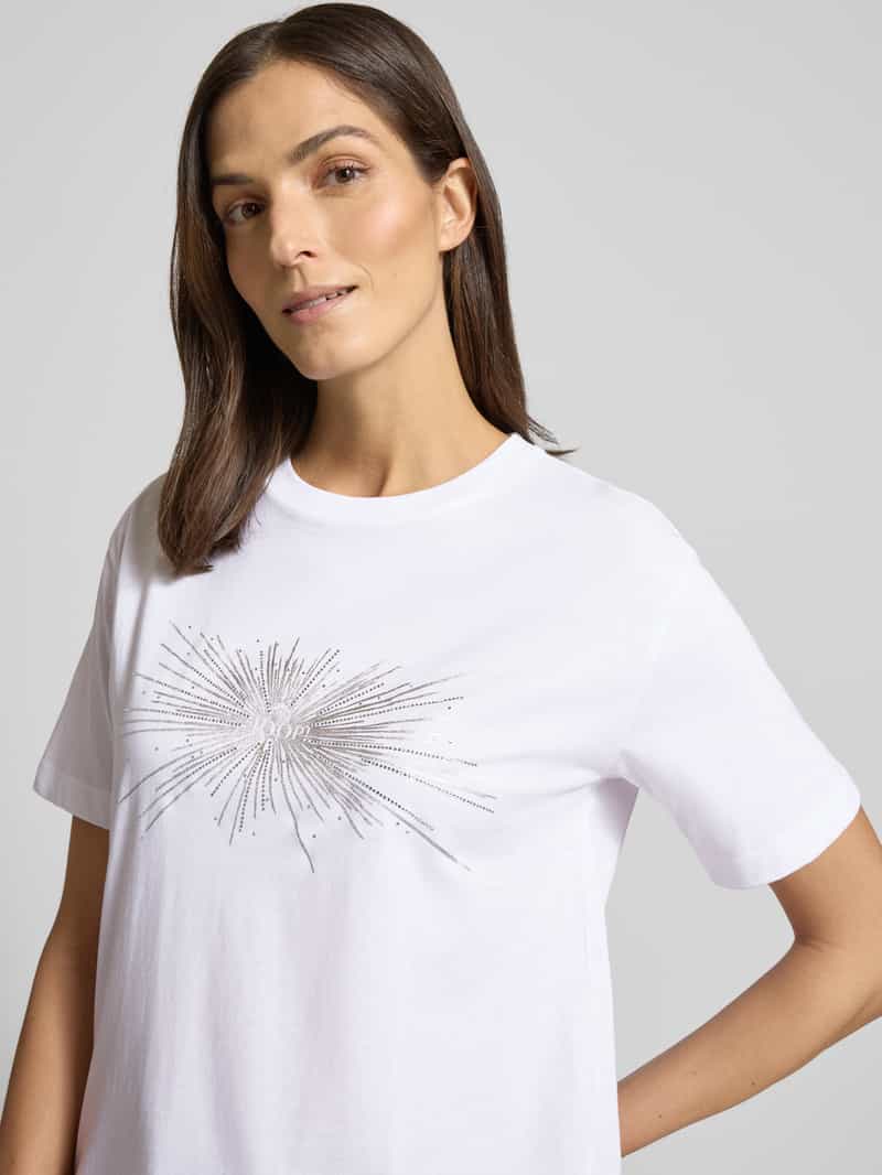 Joop! T-shirt met logo en siersteentjes model 'Tesia'
