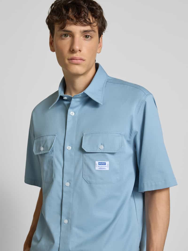 Hugo Blue Vrijetijdsoverhemd met knoopsluiting model 'Ekyno'