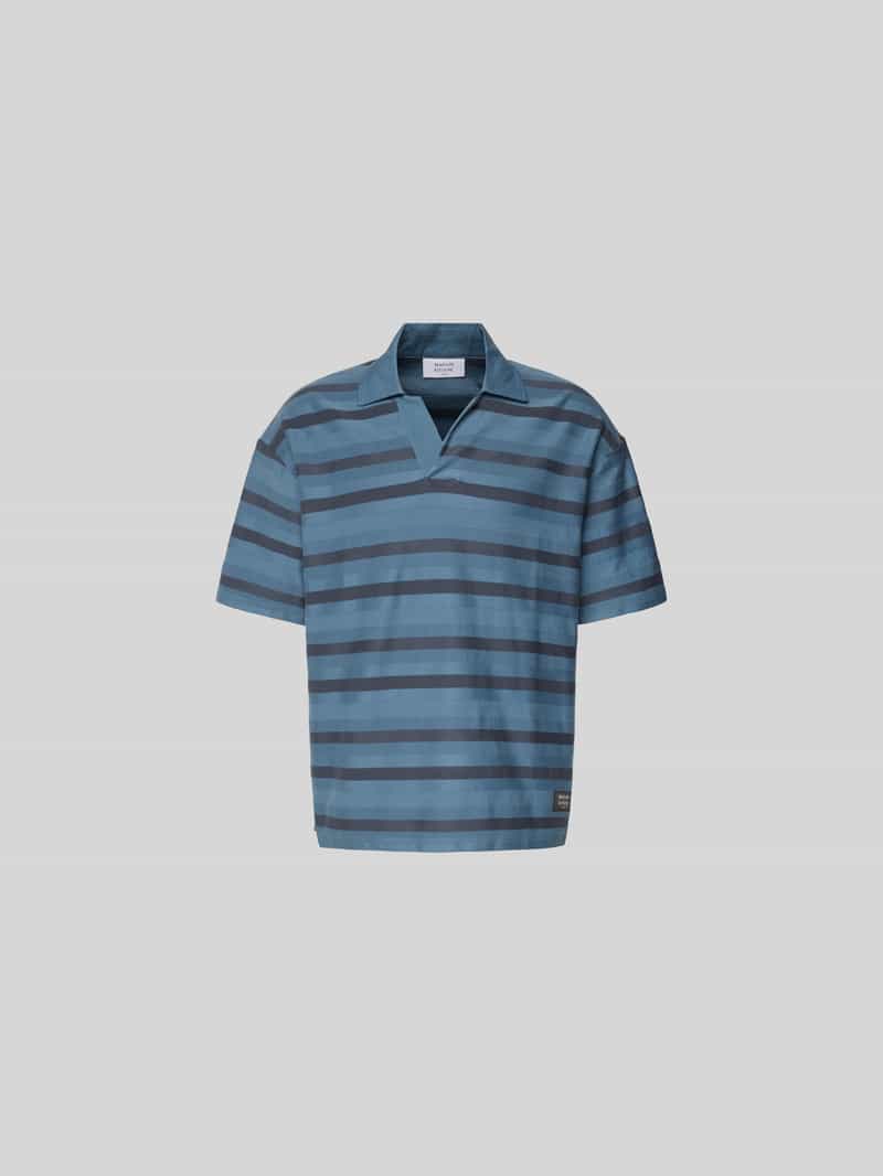 MAISON KITSUNÉ Oversized Poloshirt mit Logo-Patch in Ocean, Größe S 2036578S