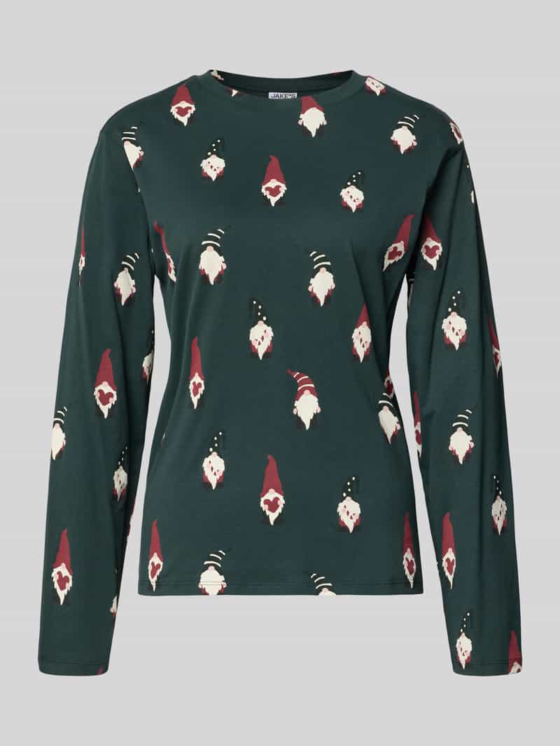 Jake*s Casual Relaxed fit pyjamabovendeel met all-over motiefprint