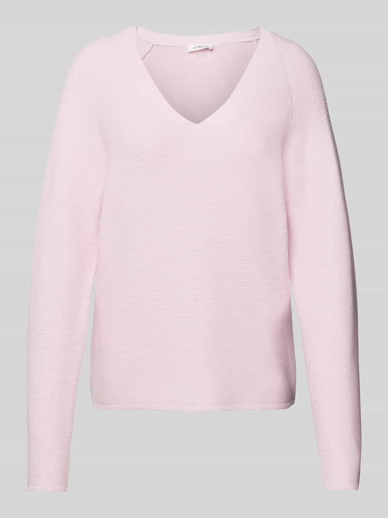 s.Oliver RED LABEL Comfort fit gebreide pullover van katoenmix met V-hals