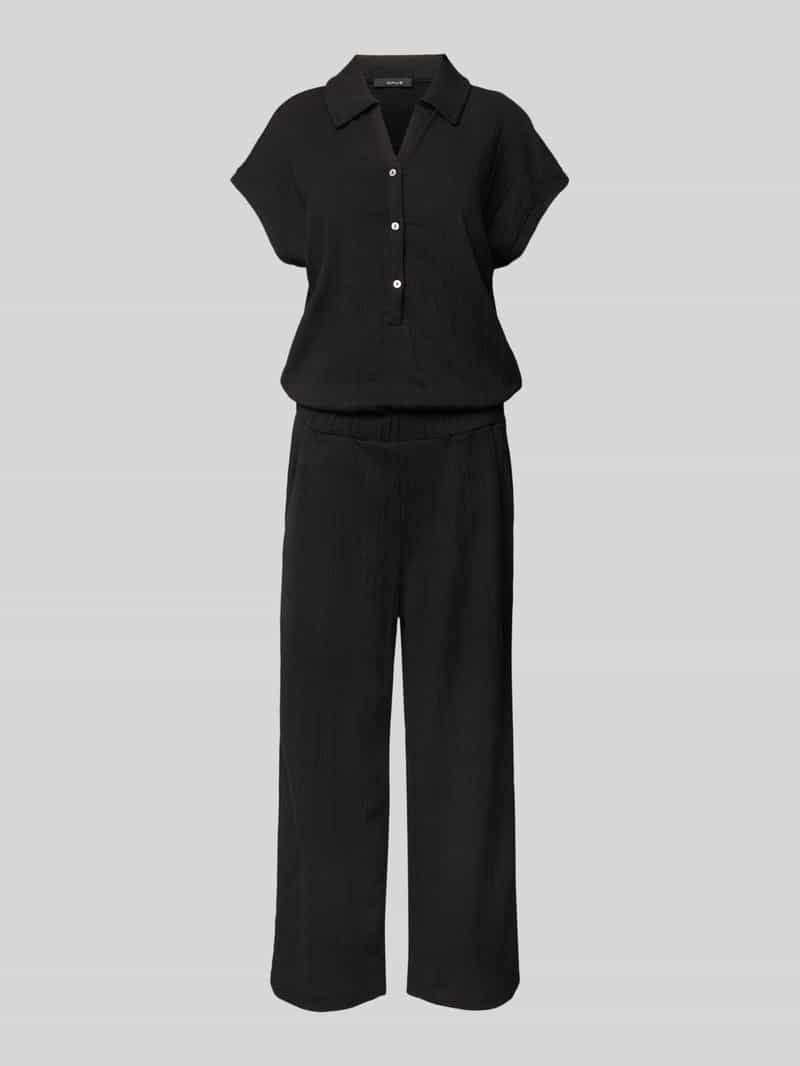 Opus Jumpsuit met structuurmotief model 'Melti polo'