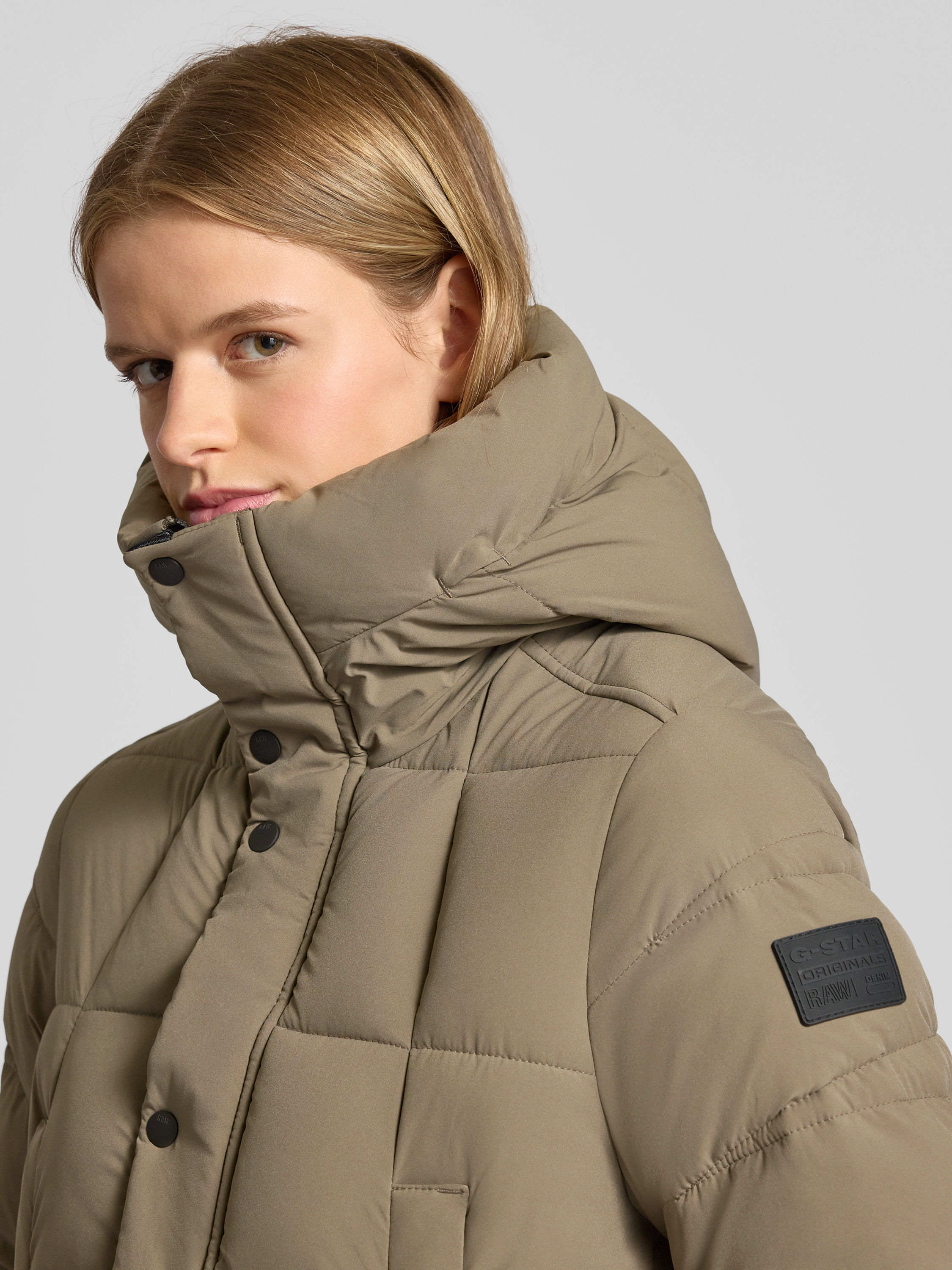 G-Star Raw Gewatteerde lange jas met knoopsluiting en steekzakken model 'Whistler'