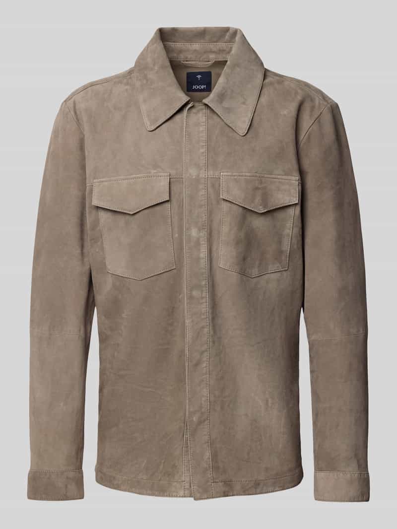JOOP! Collection Overhemdjack van chevreau-suède met borstzakken model 'Tom'