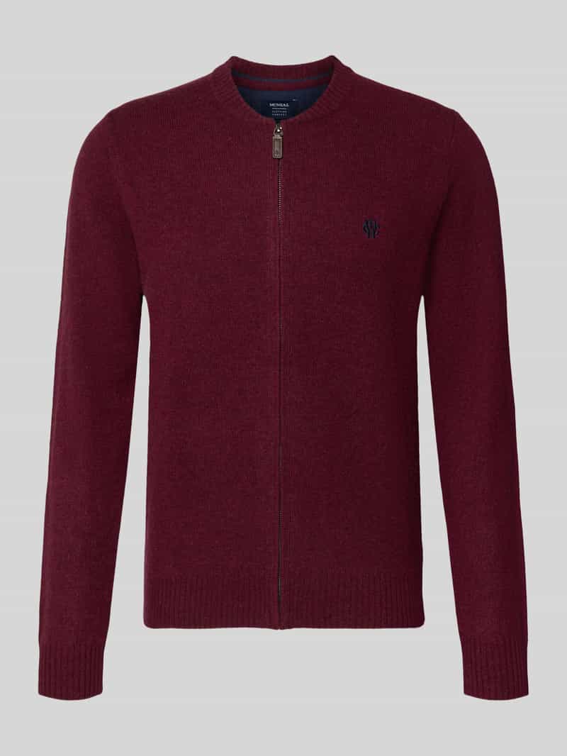 MCNEAL Regular fit gebreid jack van pure wol met geborduurd logo