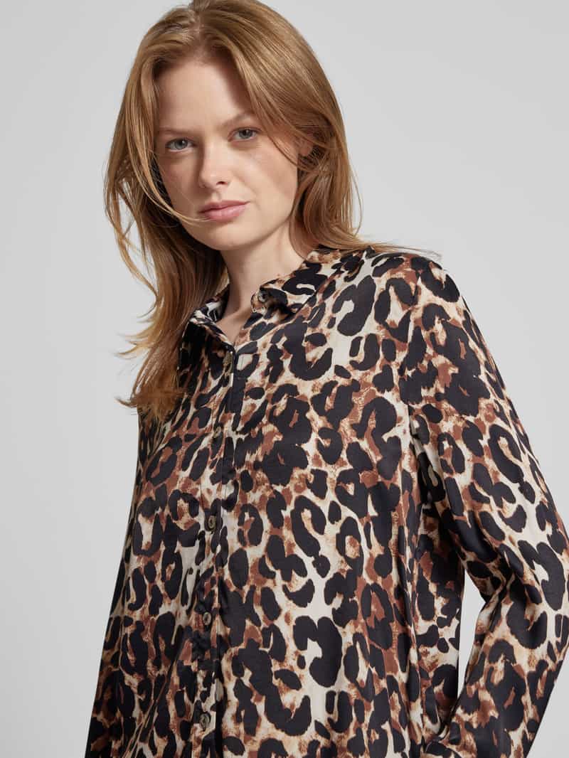 s.Oliver BLACK LABEL Regular fit overhemdblouse van puur katoen met luipaardprint