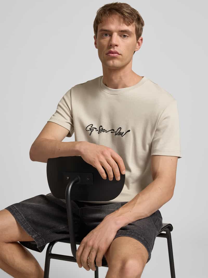 G-Star Raw T-shirt met labelprint en ronde hals