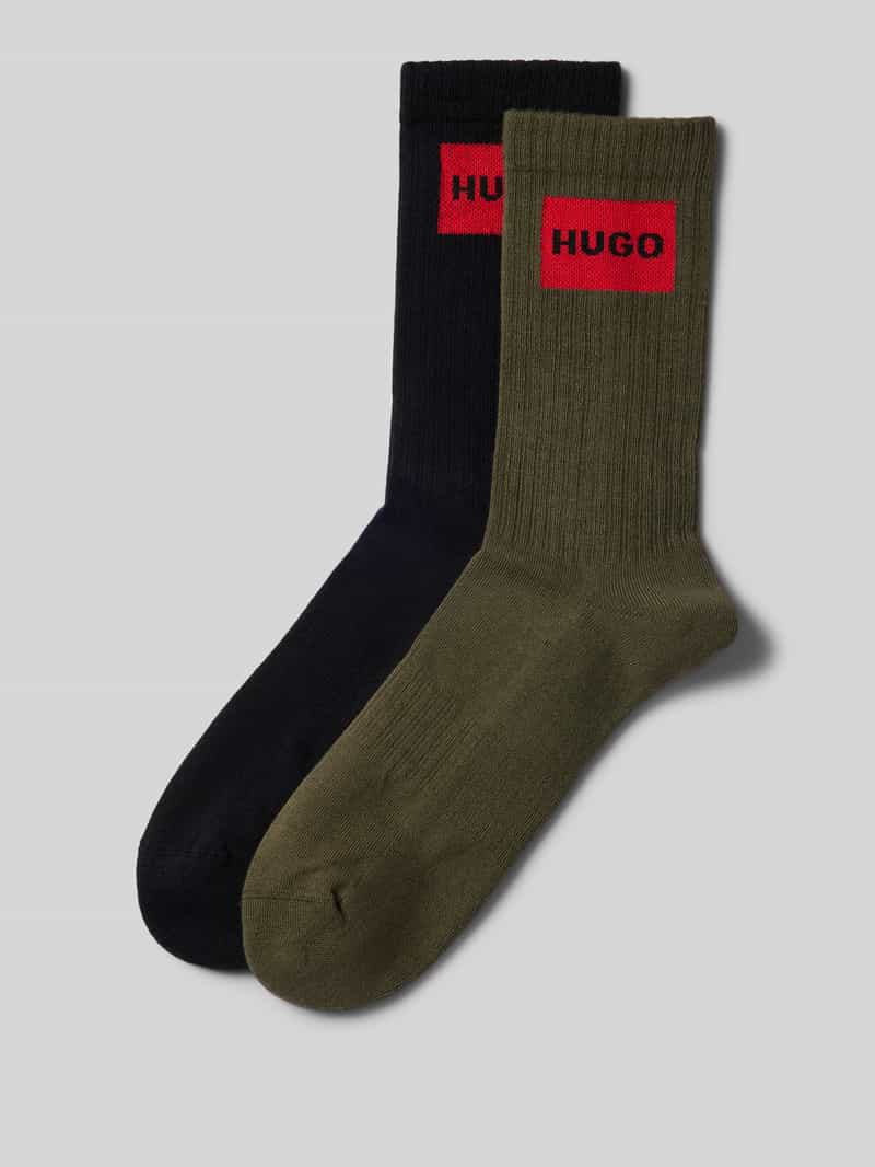 HUGO Sokken met labelprint in een set van 2 paar