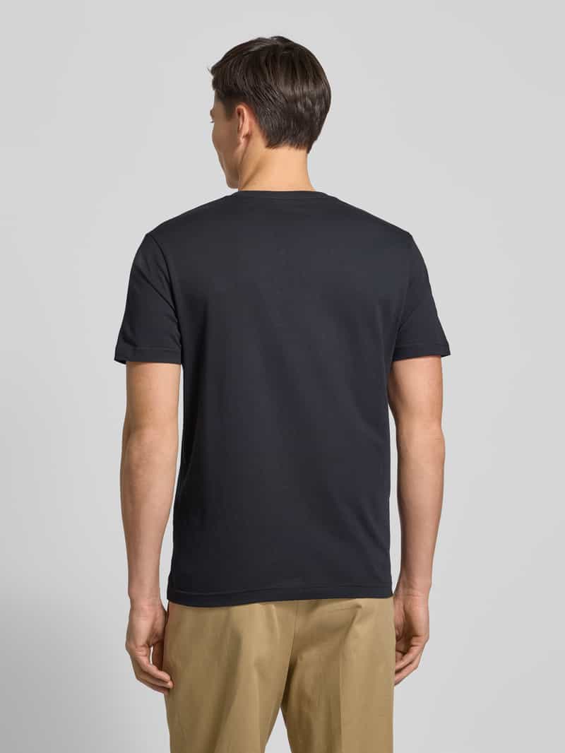 Gant Regular fit T-shirt met labelstitching, model 'SHIELD' zwart, foto 3