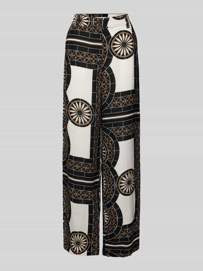 Marc O'Polo Loose fit linnen broek met all-over motief