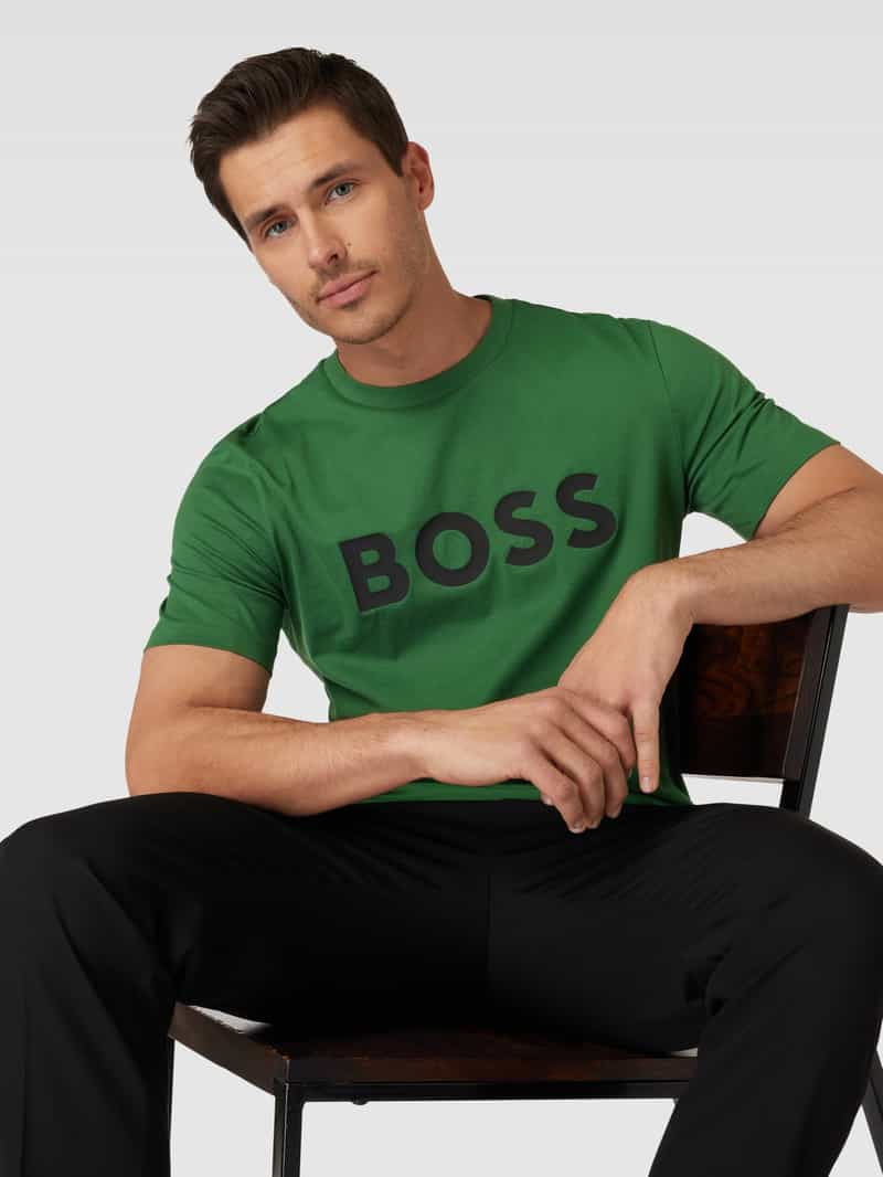 Boss T-shirt met labelprint model 'Tiburt'