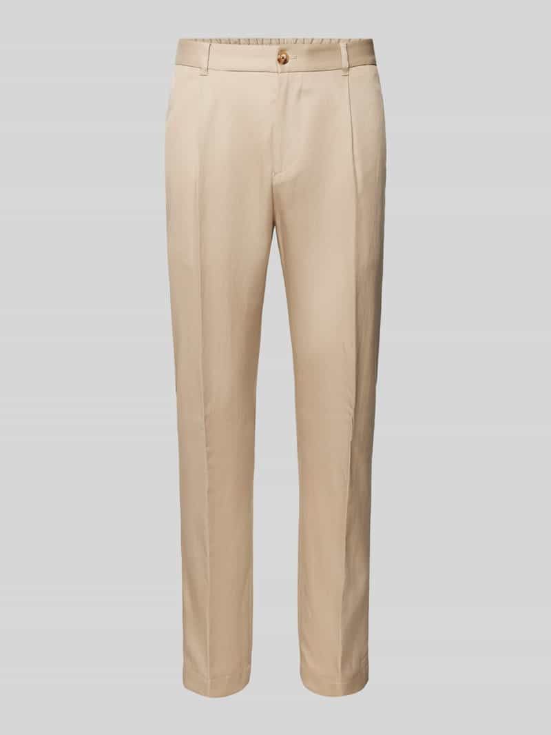 JOOP! Collection Slim fit bandplooibroek met riemlussen model 'Lester'